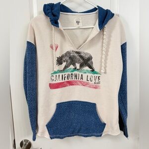 Billabong Blue and Cream V-Neck Sweater